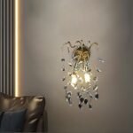 ابليك جداري مودرن ذهبي مع شفاف E14*2L