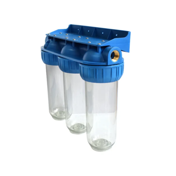 فلتر تنظيف تحلية ثلاثي 10 أنش شفاف بصناعة ايطالي