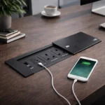 توصيلة أفياش مكتبية دفن مخفية بغطاء اسود سحاب و منافذ Tyep-C-USB + كمبيوتر + HDMI توفل (Toefl)
