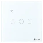 ⁦مفتاح ثلاثي ذكي تحكم عن بعد WiFi سهل الاستخدام يعمل باللمس تحكم بالجوال متوافق مع اليكسا وجوجل هوم توفل⁩ - الصورة ⁦5⁩