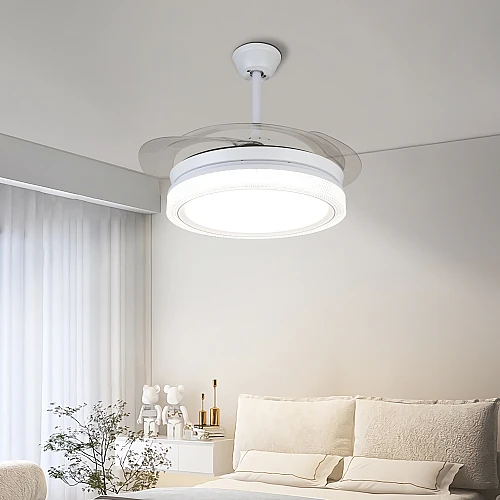 HA-C5290FAN-500-WH+3C (62)-500x500 مروحة السقف القابلة للطي شكل ابيض بتصميم فاخر وساحر متعددة الألوان ( كريمي + اصفر + ابيض ) 50 سم - الصورة 1