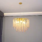 نجف مودرن شكل ذهبي شفاف عسلي تصميم راقي وفاخر E14*6 لمبة