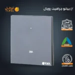 ⁦مفتاح سخان مربع 20 امبير لون بيانو جرافيت رويال⁩ - الصورة ⁦3⁩