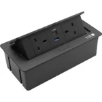 ⁦فيش ارضي دفن مزدوج ثلاثي USB + TYPE-C لون اسود حجري توفل⁩ - الصورة ⁦4⁩