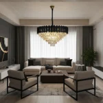 نجف مودرن غطاء اسود مع ذهبي 800 E14*15